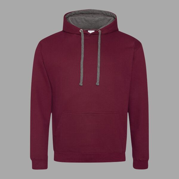 Adult Midweight Varsity Contrast Hooded Sweatshirt Thumbnail